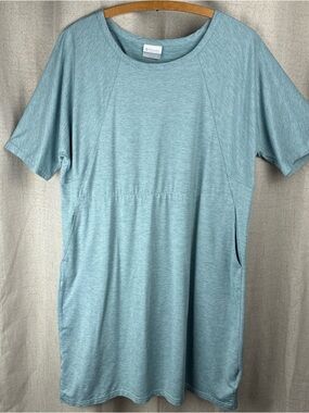 Columbia Active Casual Dress L Kangaroo Pocket Heathered Sky Blue Soft Gorpcore